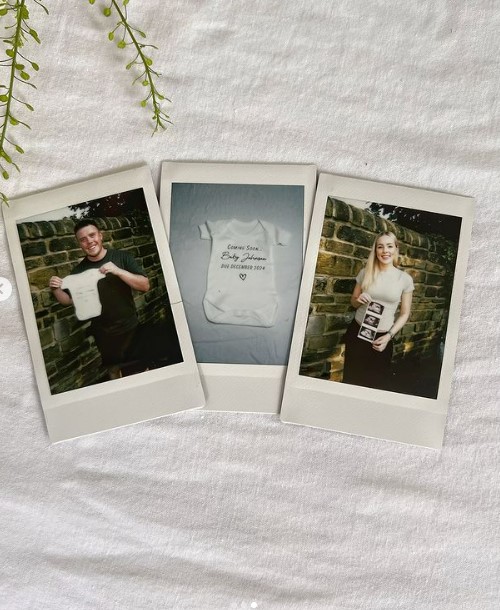 Polaroids showed them holding a babygro and scans