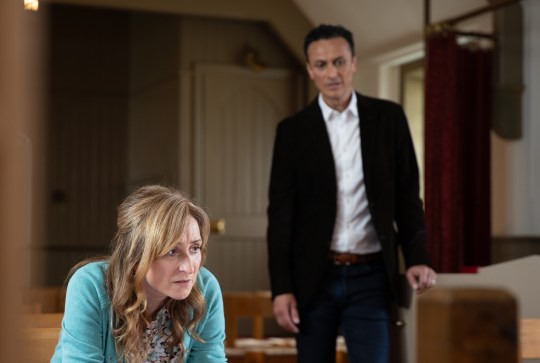 Jai and Laurel have a tense chat in the church in Emmerdale