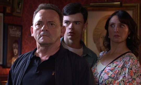 Billy, Will and Honey look shocked in EastEnders
