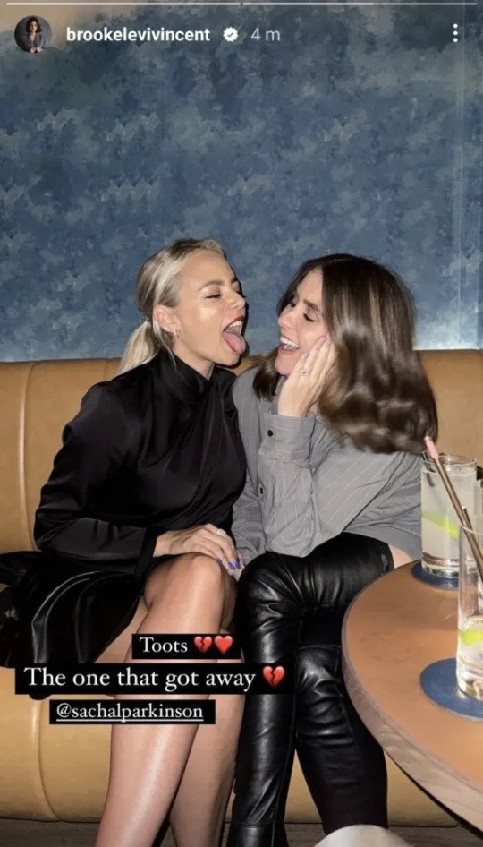 Sacha Parkinson sticking her tongue out at a laughing Brooke Vincent from Coronation Street